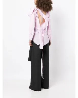 pushBUTTON アシンメトリックネック ボタンアップシャツ - サムネイル4