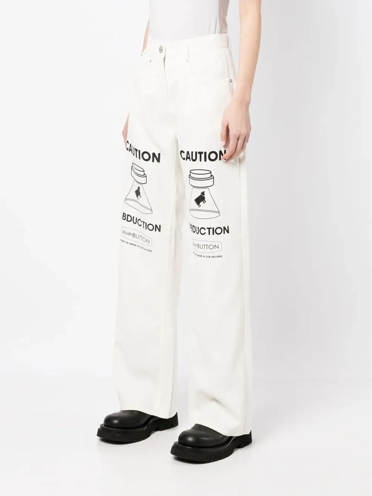 pushBUTTON グラフィック ストレートレッグジーンズ - 画像3