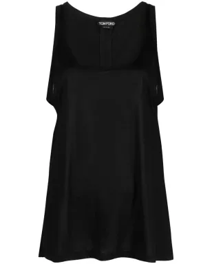 TOM FORD ロゴパッチ付きシルク タンクトップ - ブラック - サムネイル1