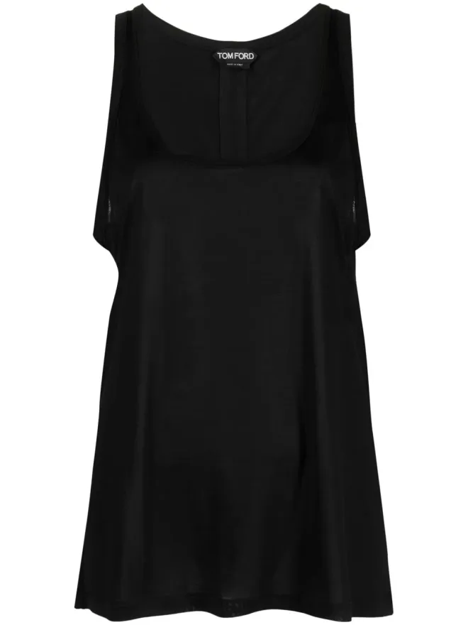 TOM FORD TOM FORD ロゴパッチ付きシルク タンクトップ - ブラックの商品画像