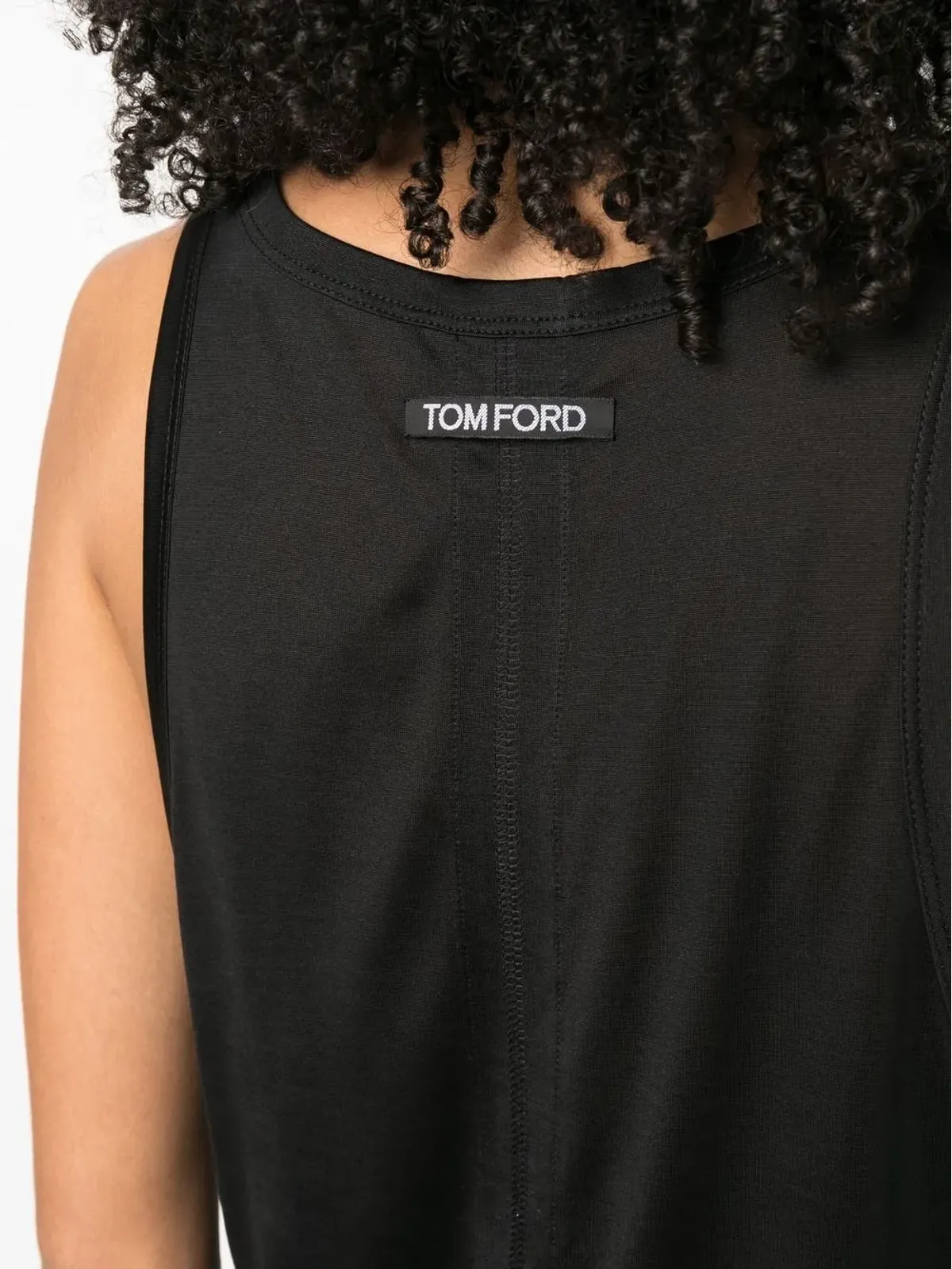 TOM FORD ロゴパッチ付きシルク タンクトップ - ブラック - 画像5