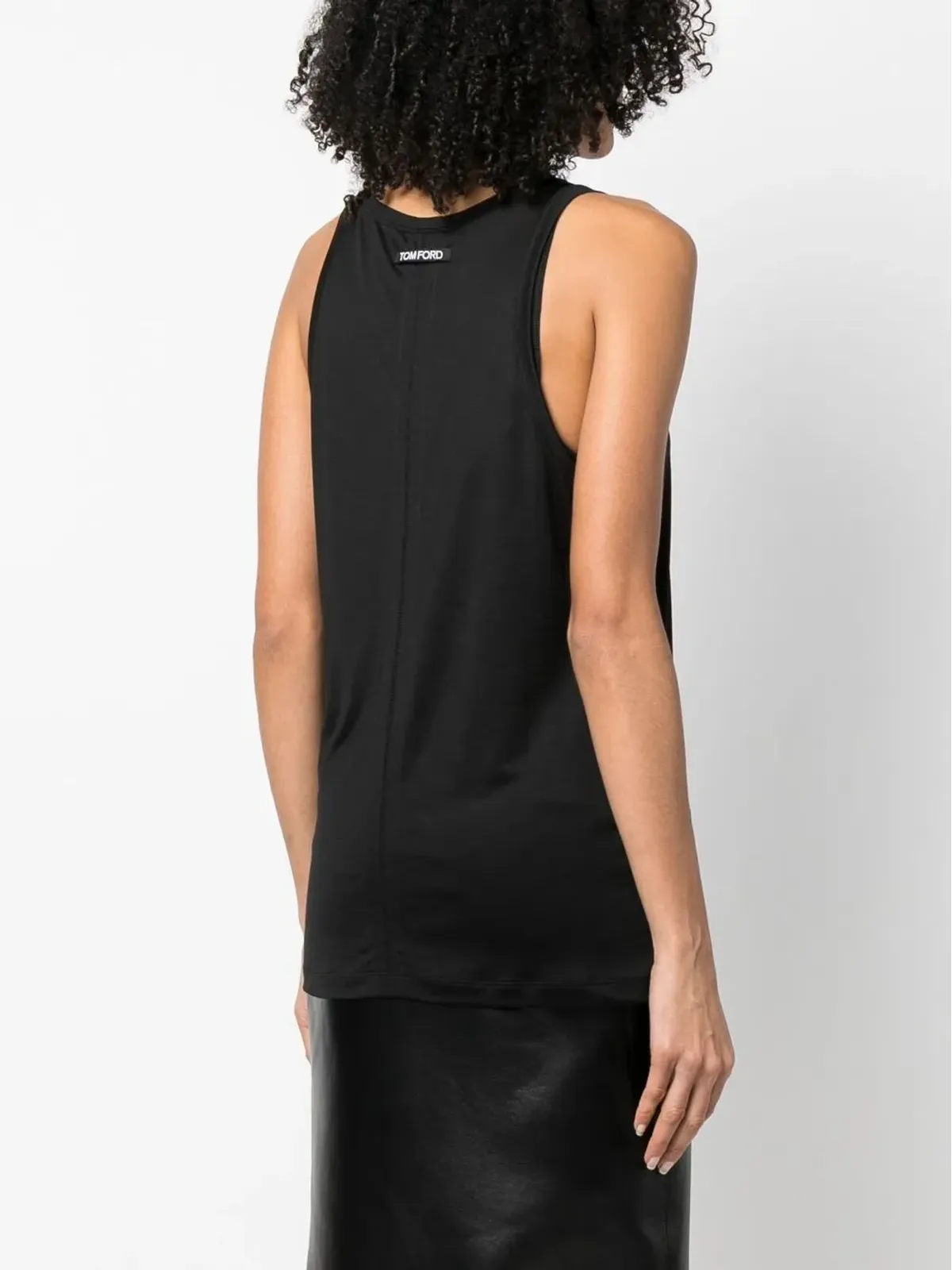 TOM FORD ロゴパッチ付きシルク タンクトップ - ブラック - 画像4