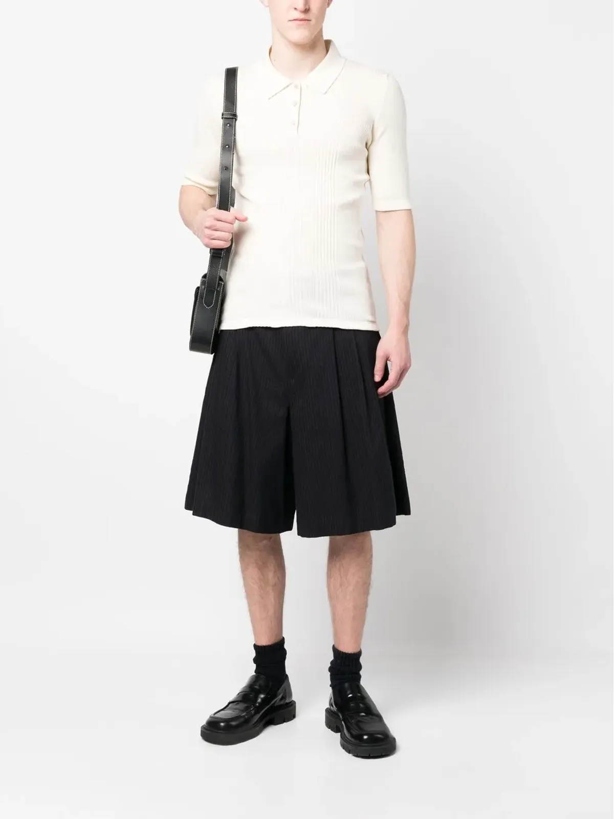 Maison Margiela 四目編みリブポロシャツ - 画像2
