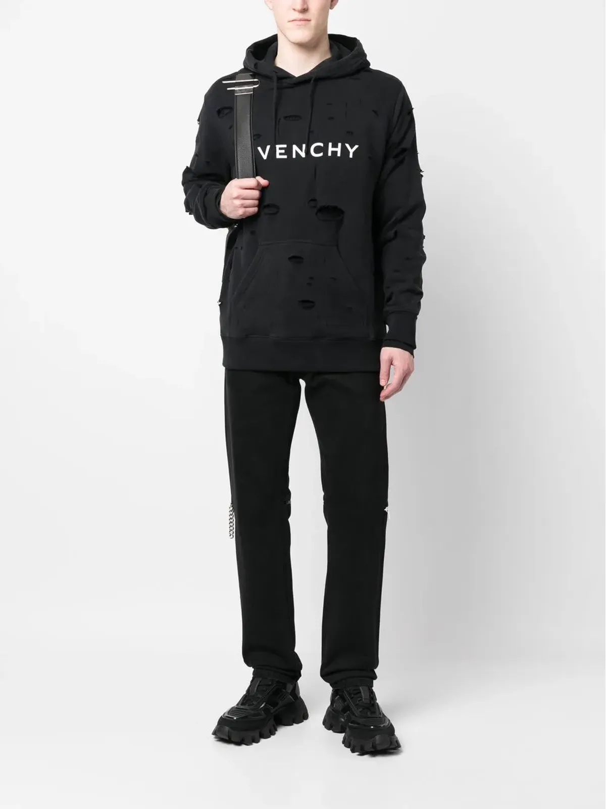 Givenchy ダメージ風ドローストリング付きフーディー - 画像2