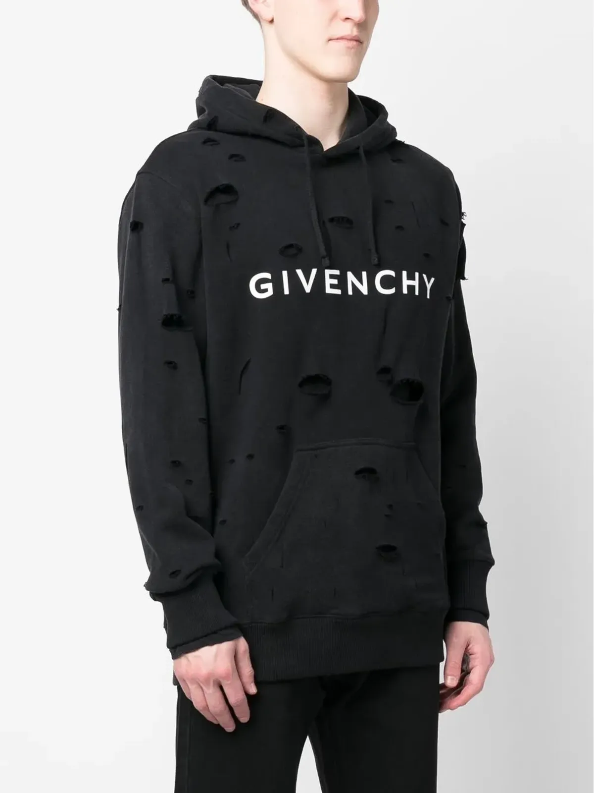 Givenchy ダメージ風ドローストリング付きフーディー - 画像3