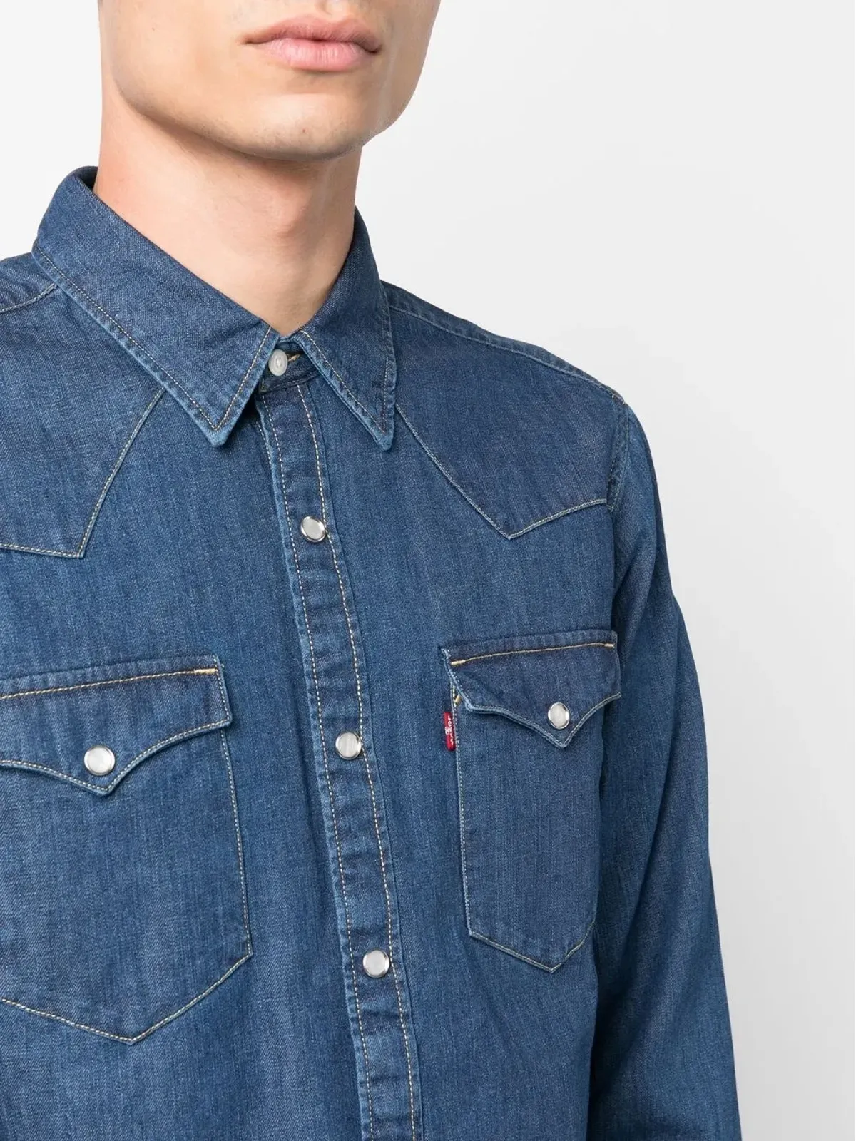 Levi's 長袖デニムシャツ ブルー - 画像5