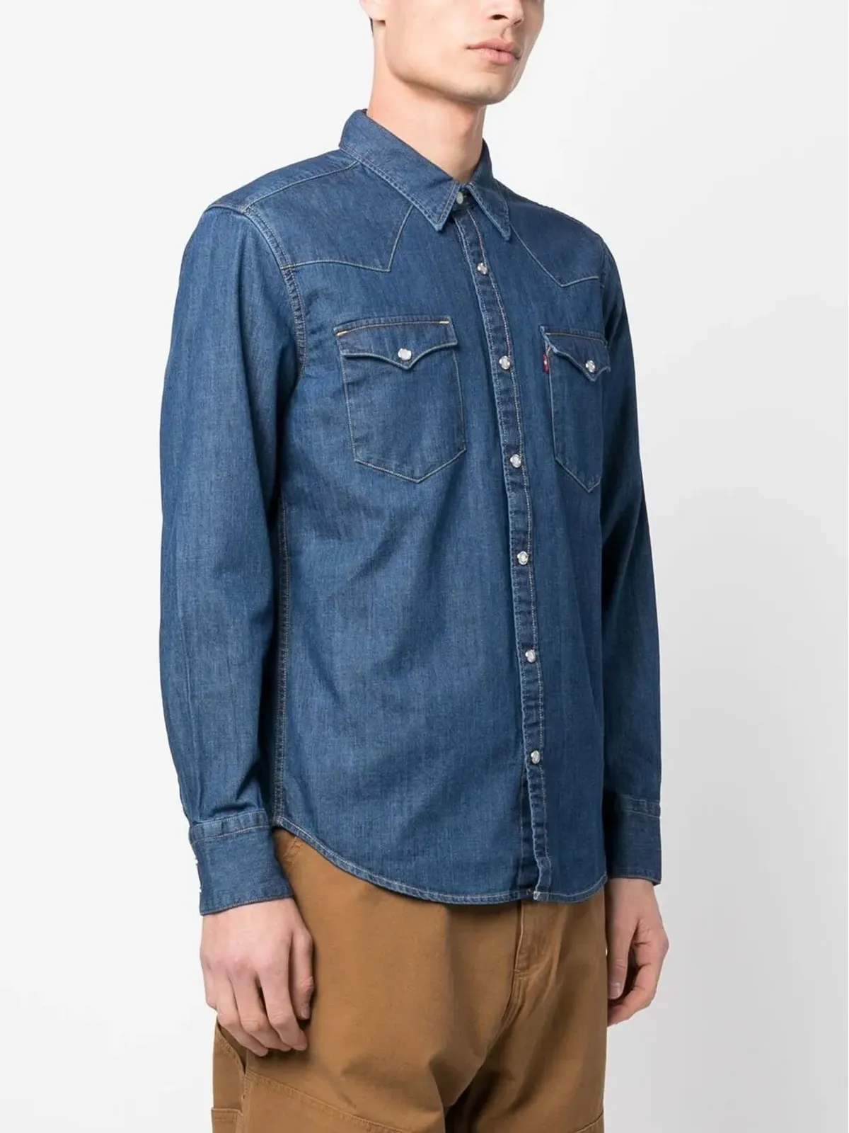 Levi's 長袖デニムシャツ ブルー - 画像3