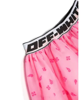 Off-White Kids ロゴ入りウエストバンド フレアミニスカート - サムネイル3