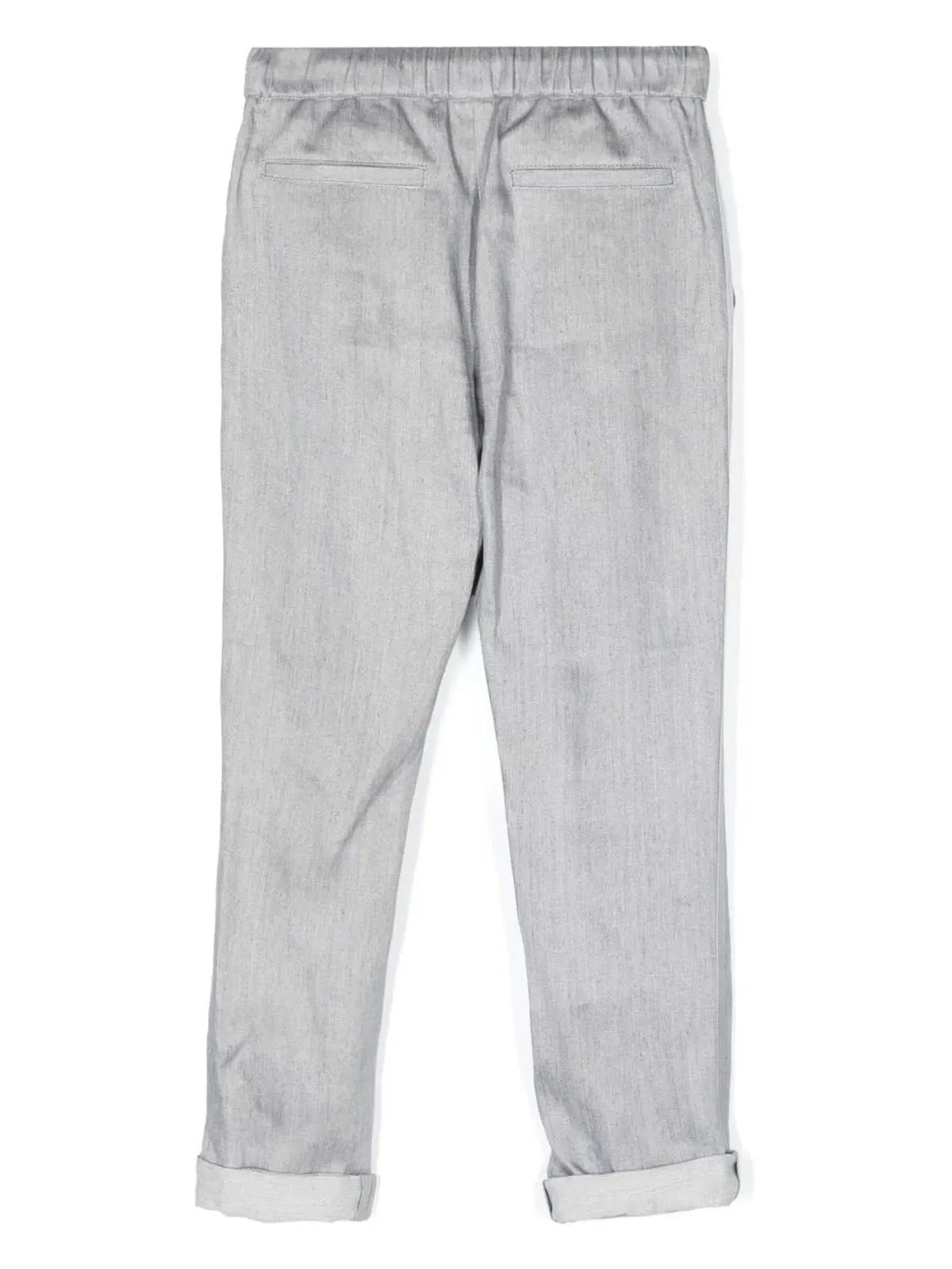 Brunello Cucinelli Kids プリーツディテール リネン/フラックス混紡パンツ - グレー - 画像2