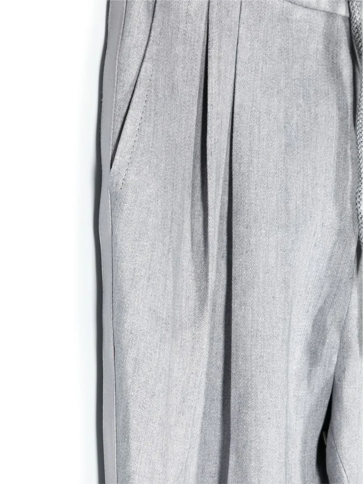 Brunello Cucinelli Kids プリーツディテール リネン/フラックス混紡パンツ - グレー - 画像3