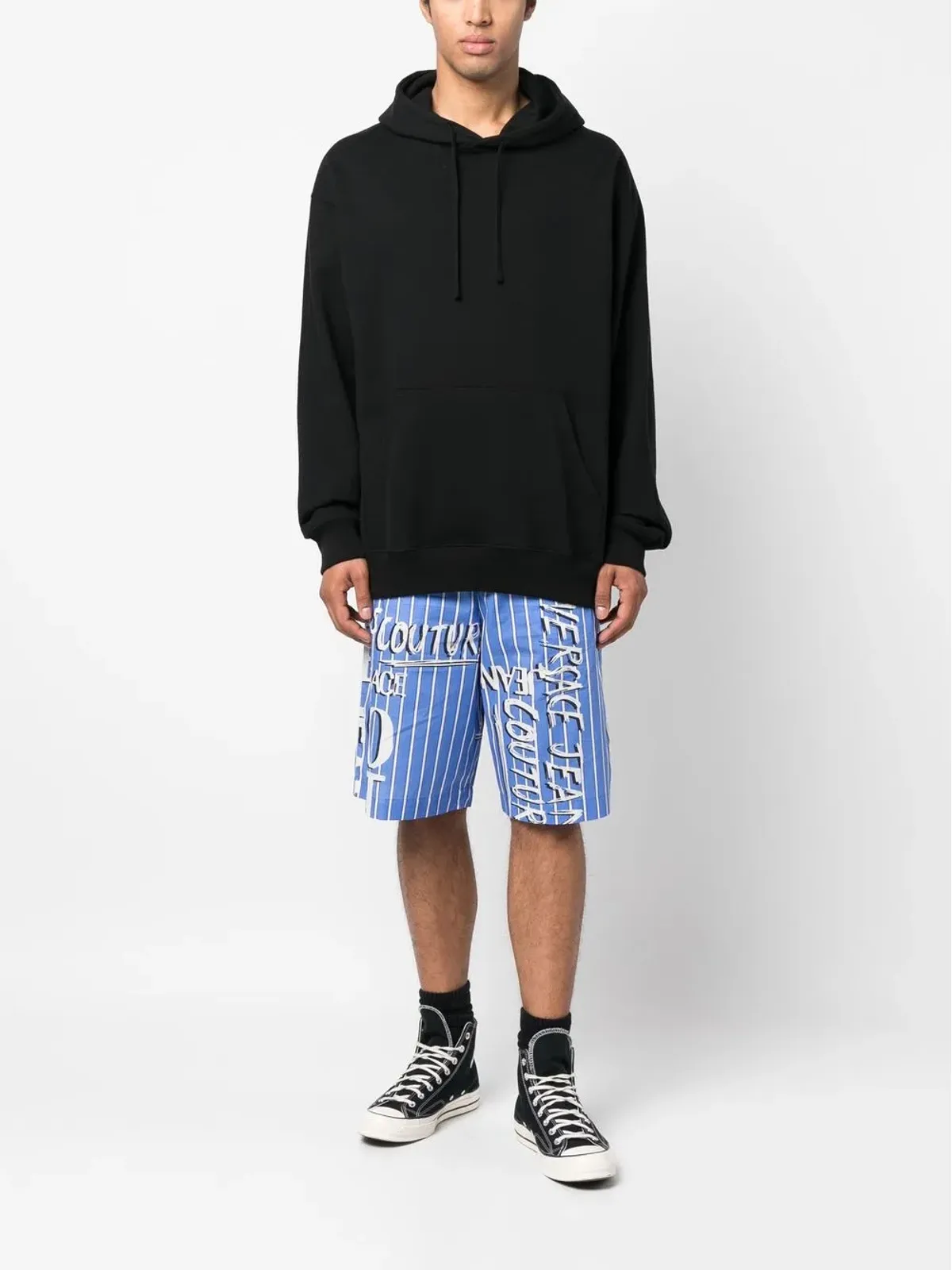Versace Jeans Couture ロゴプリント コットンショーツ ブルー - 画像2
