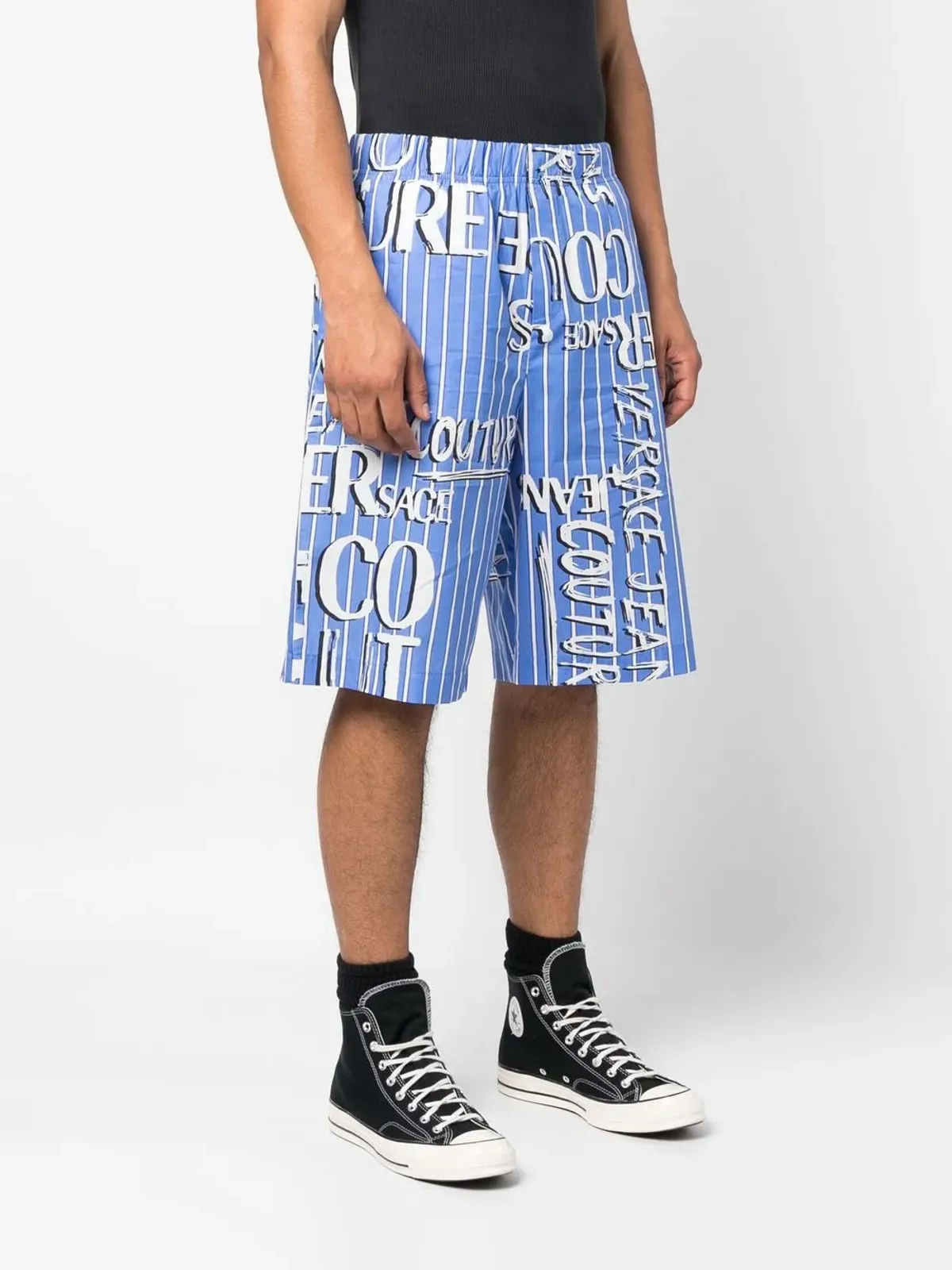 Versace Jeans Couture ロゴプリント コットンショーツ ブルー - 画像3