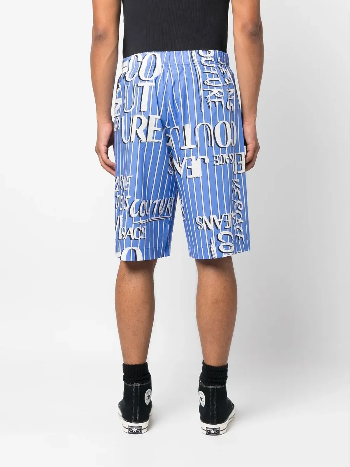 Versace Jeans Couture ロゴプリント コットンショーツ ブルー - 画像4