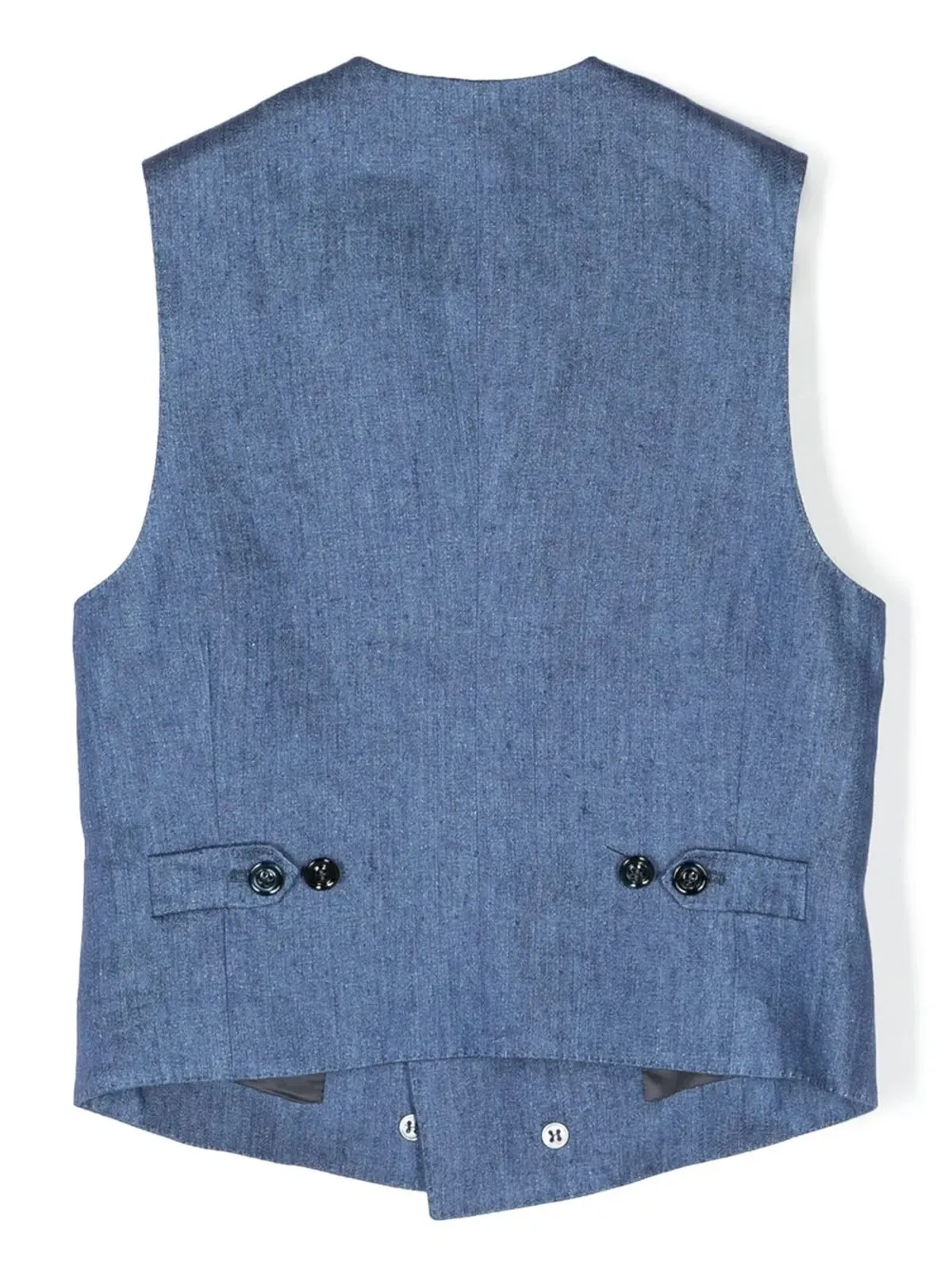Brunello Cucinelli Kids ダブルブレスト リネン/フラックス ウエストコート - ブルー - 画像2