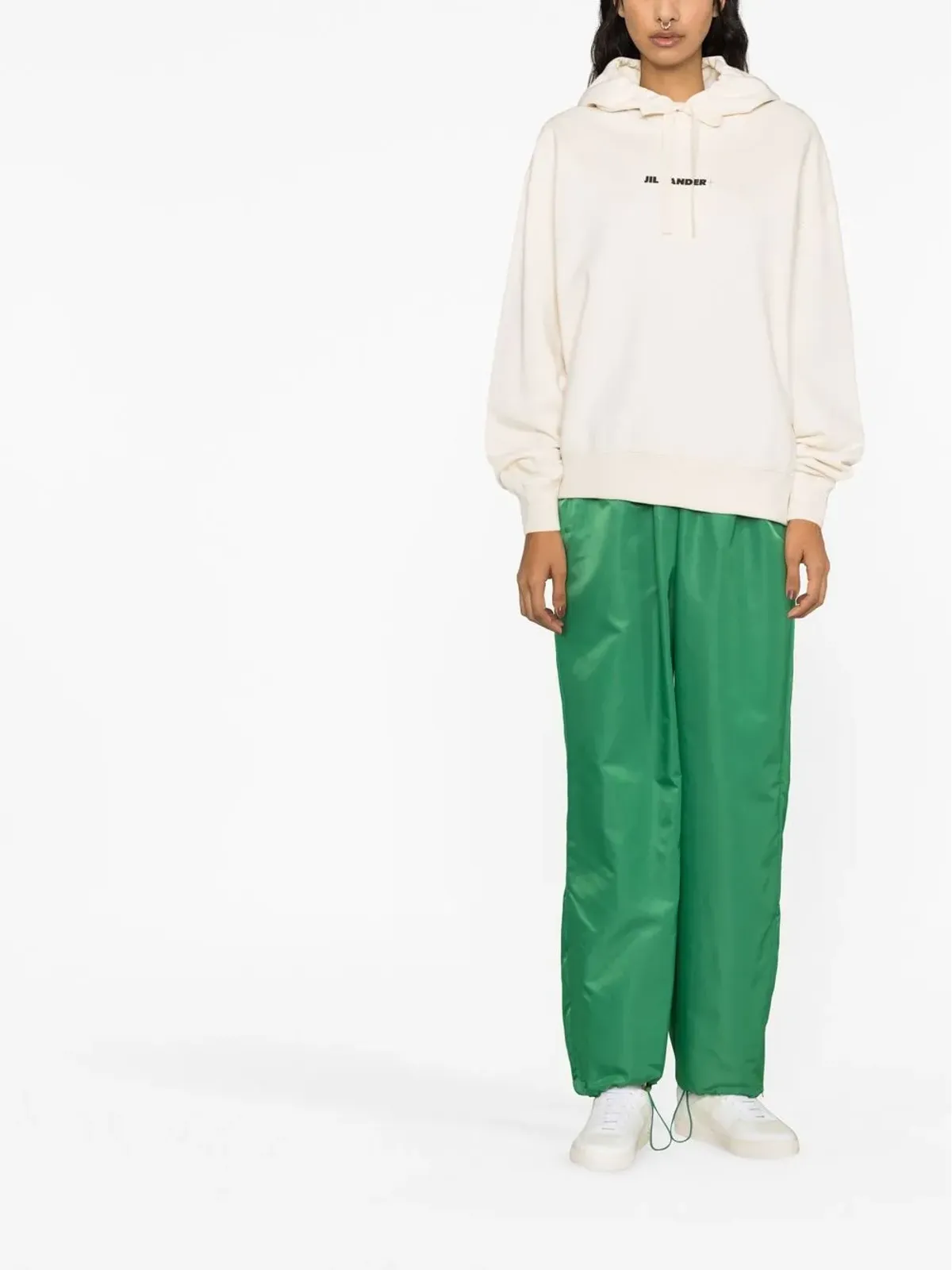Jil Sander ロゴプリント ドローストリングフーディー - 画像2