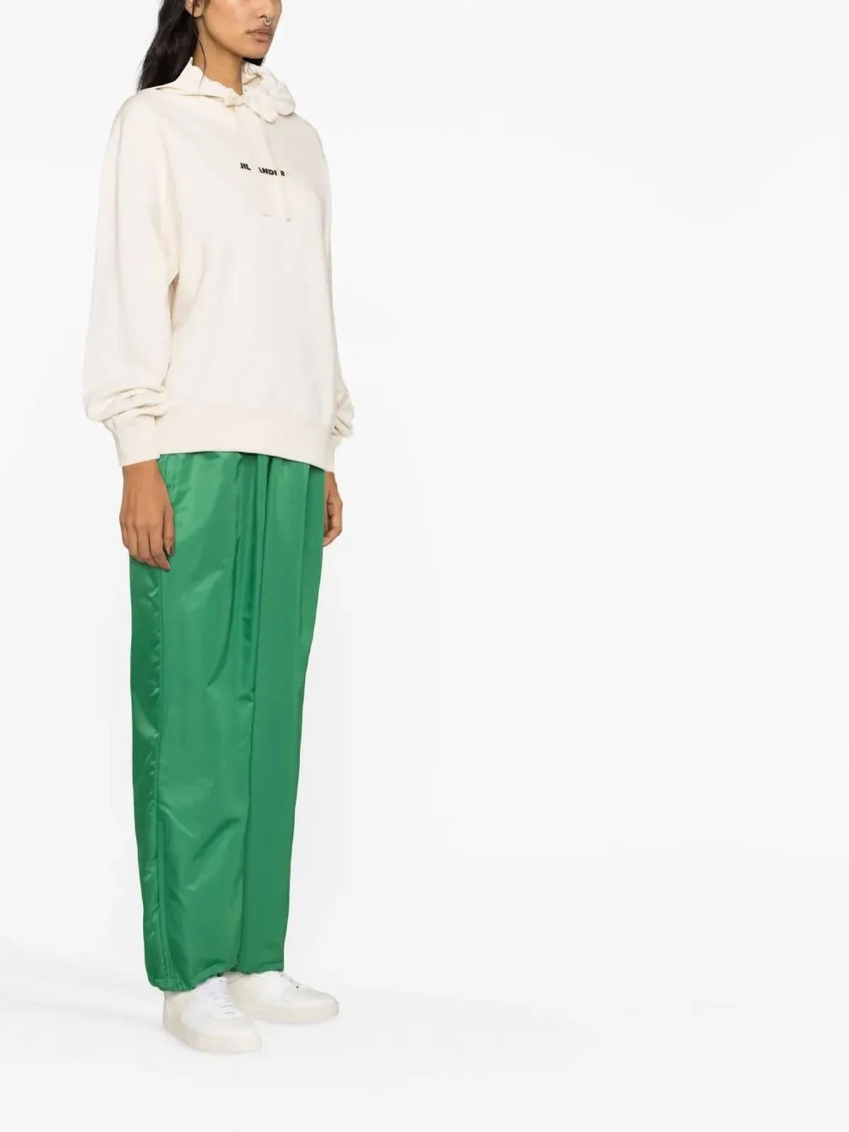 Jil Sander ロゴプリント ドローストリングフーディー - 画像3