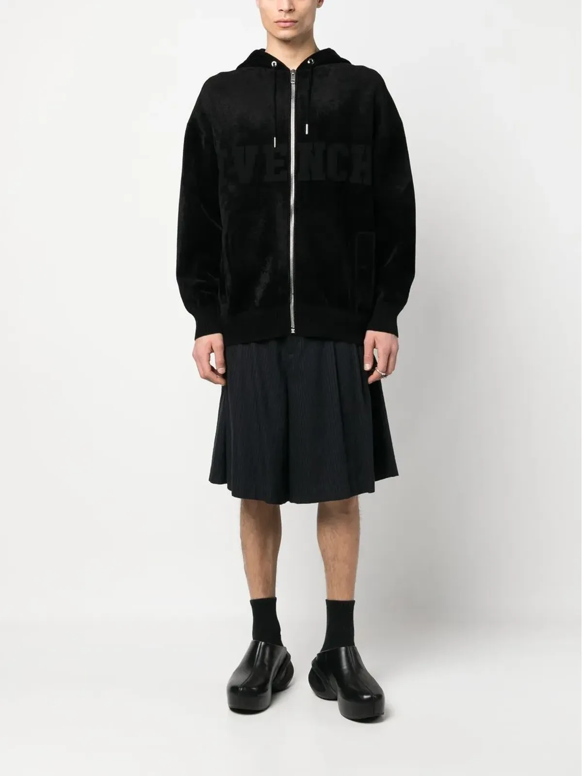 Givenchy ロゴプリントジップアップフーディ - ブラック - 画像2