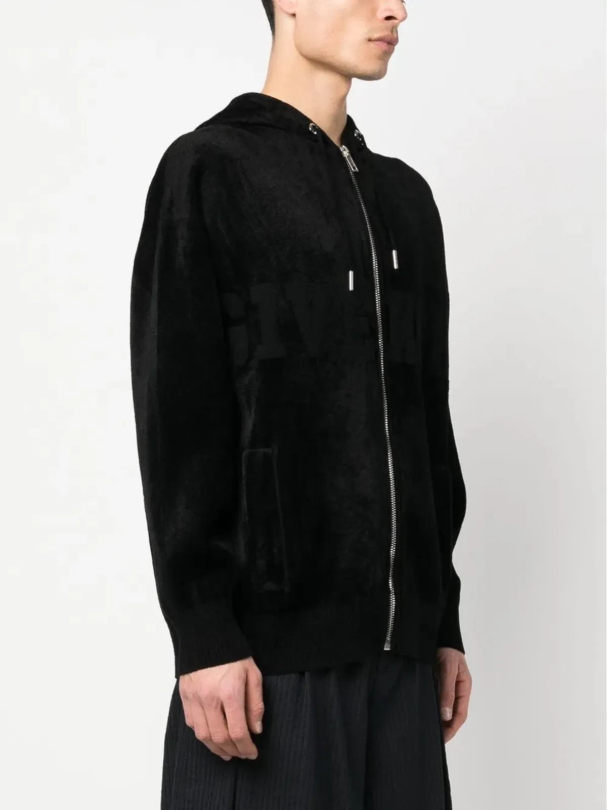 Givenchy ロゴプリントジップアップフーディ - ブラック - 画像3