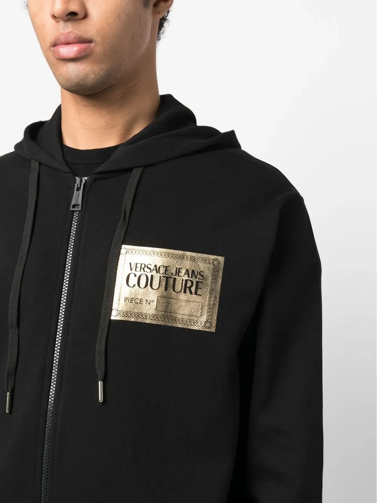 Versace Jeans Couture ロゴプリントジップアップフーディー ブラック - 画像5
