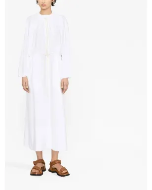 Jil Sander ドローストリングコットンシャツドレス - ホワイト - サムネイル2