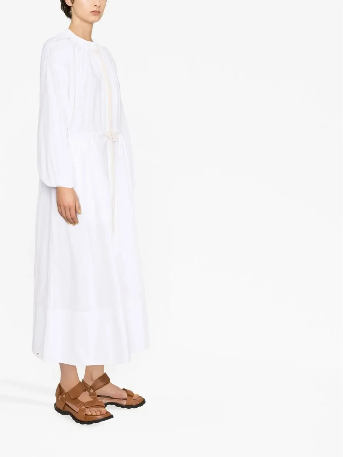 Jil Sander ドローストリングコットンシャツドレス - ホワイト - 画像3