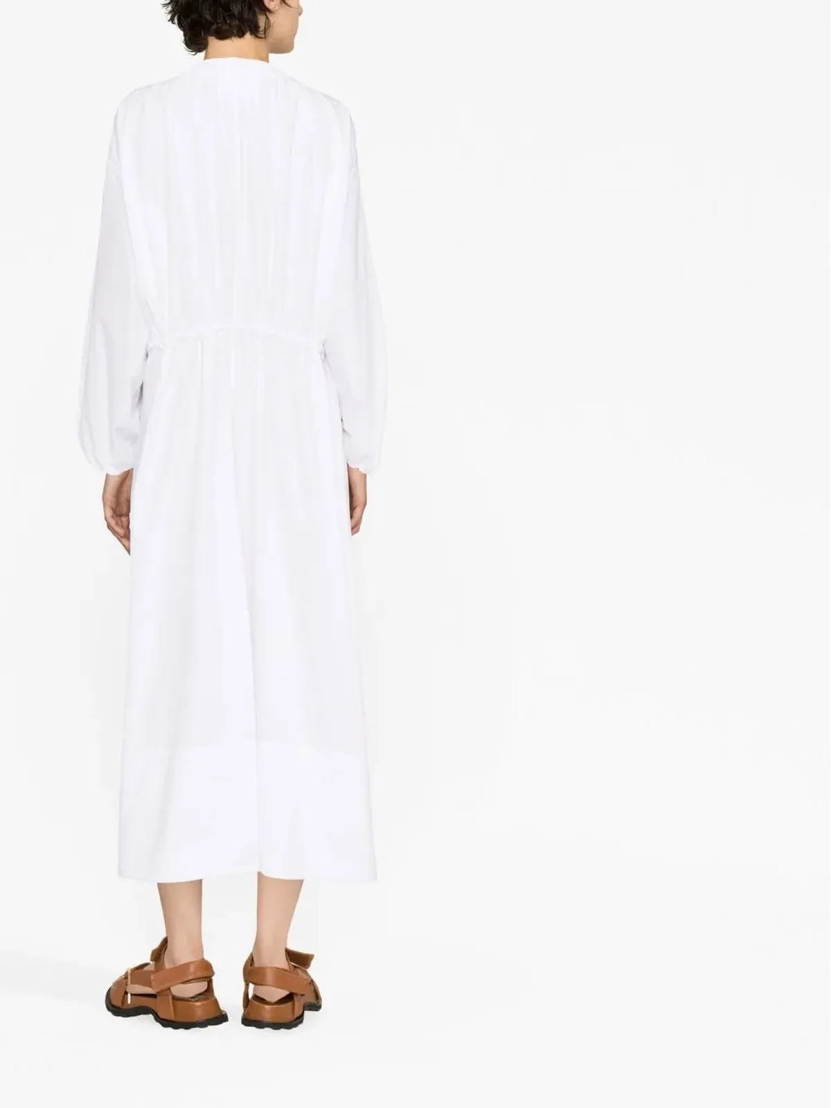 Jil Sander ドローストリングコットンシャツドレス - ホワイト - 画像4