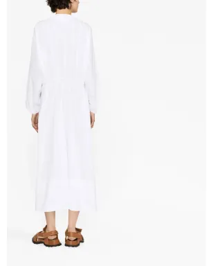 Jil Sander ドローストリングコットンシャツドレス - ホワイト - サムネイル4