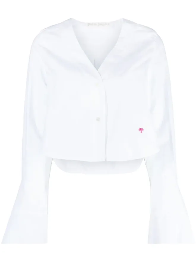 Palm Angels Palm Angels フルートスリーブ クロップド コットン シャツの商品画像