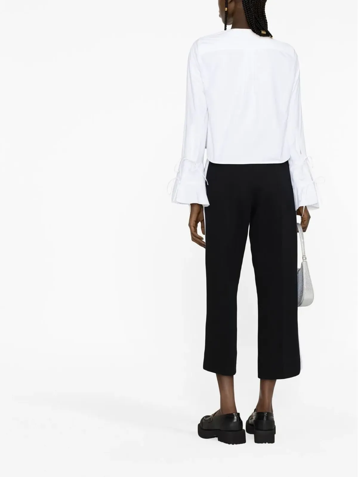 Palm Angels フルートスリーブ クロップド コットン シャツ - 画像3