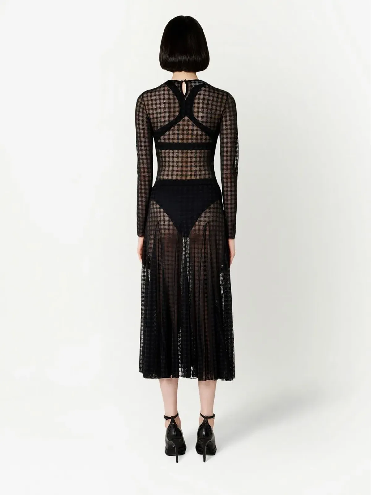 AMI Paris チェック柄セミシアードミディドレス - 画像4