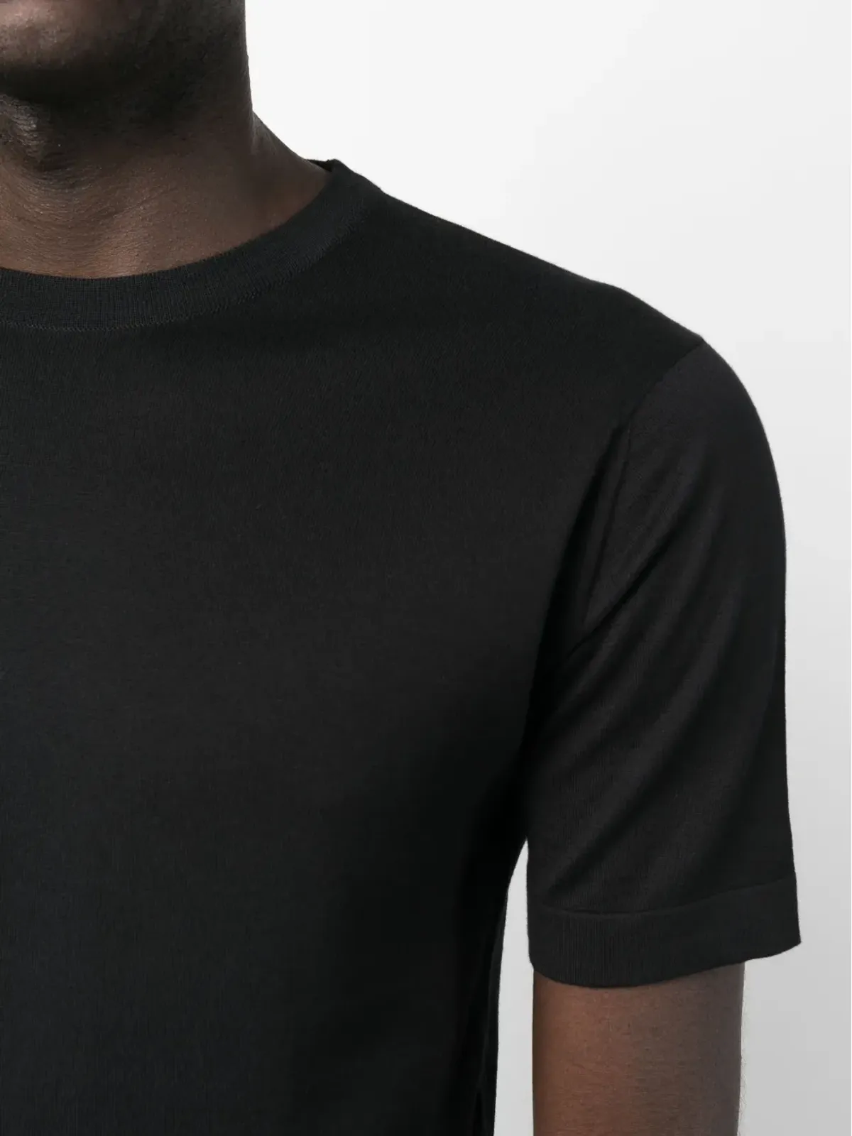 John Smedley 無地コットンTシャツ ブラック - 画像5