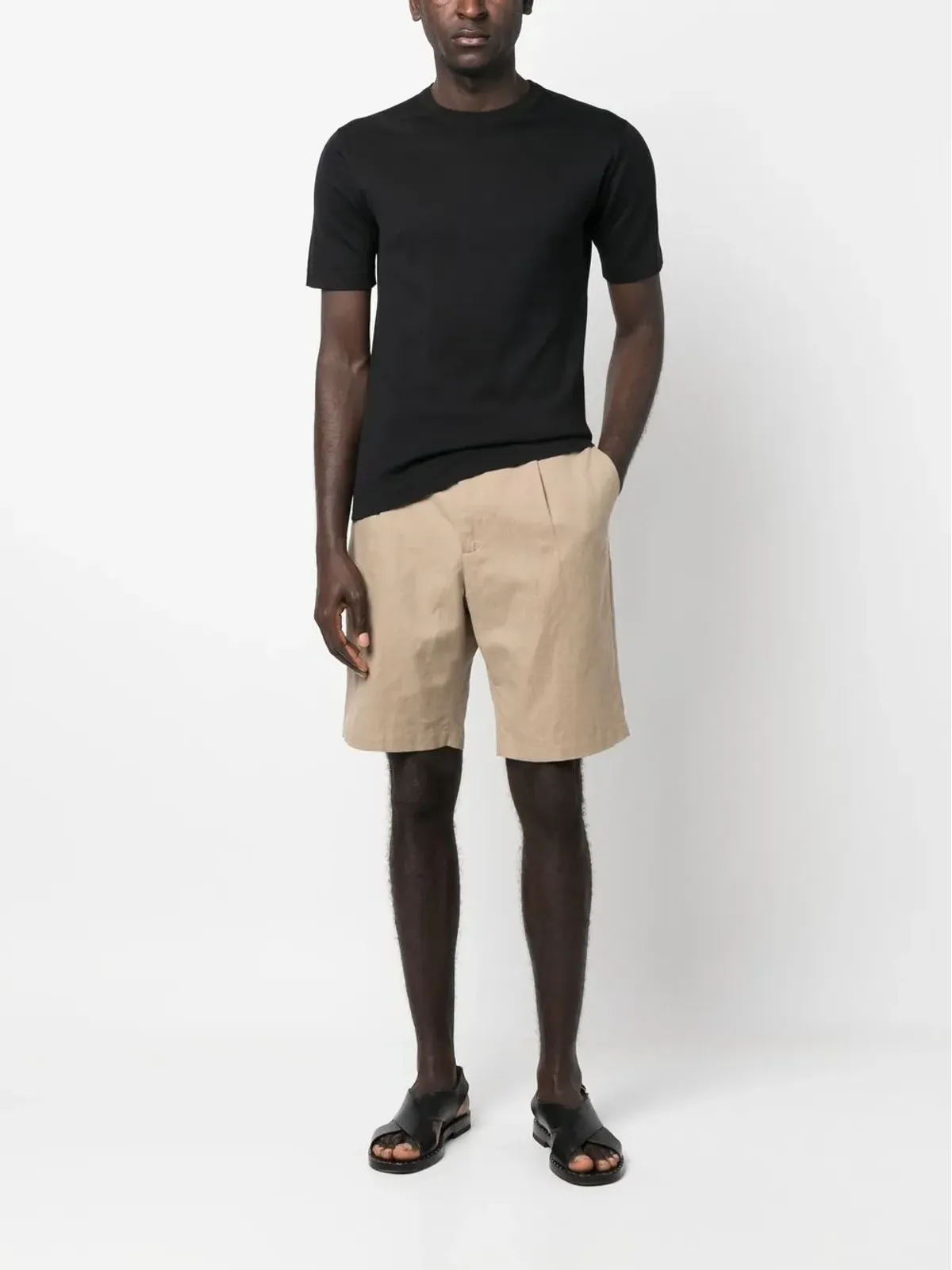 John Smedley 無地コットンTシャツ ブラック - 画像2