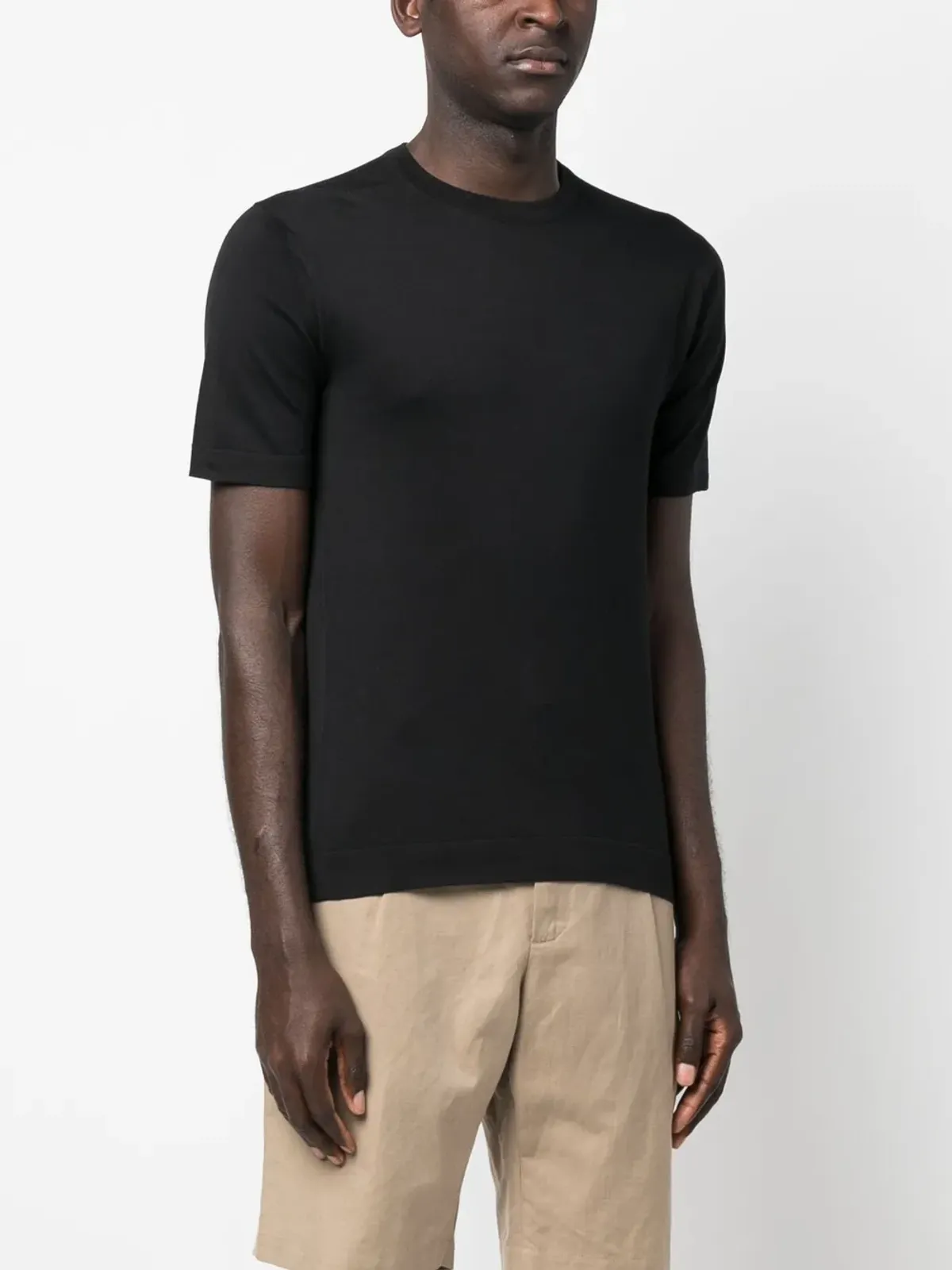 John Smedley 無地コットンTシャツ ブラック - 画像3