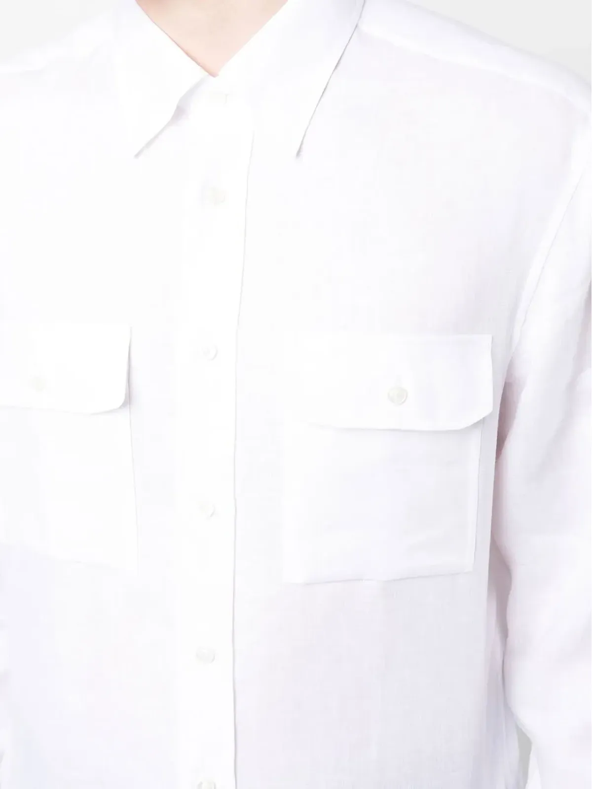 Brioni リネン ボタンアップ シャツ - White - 画像5