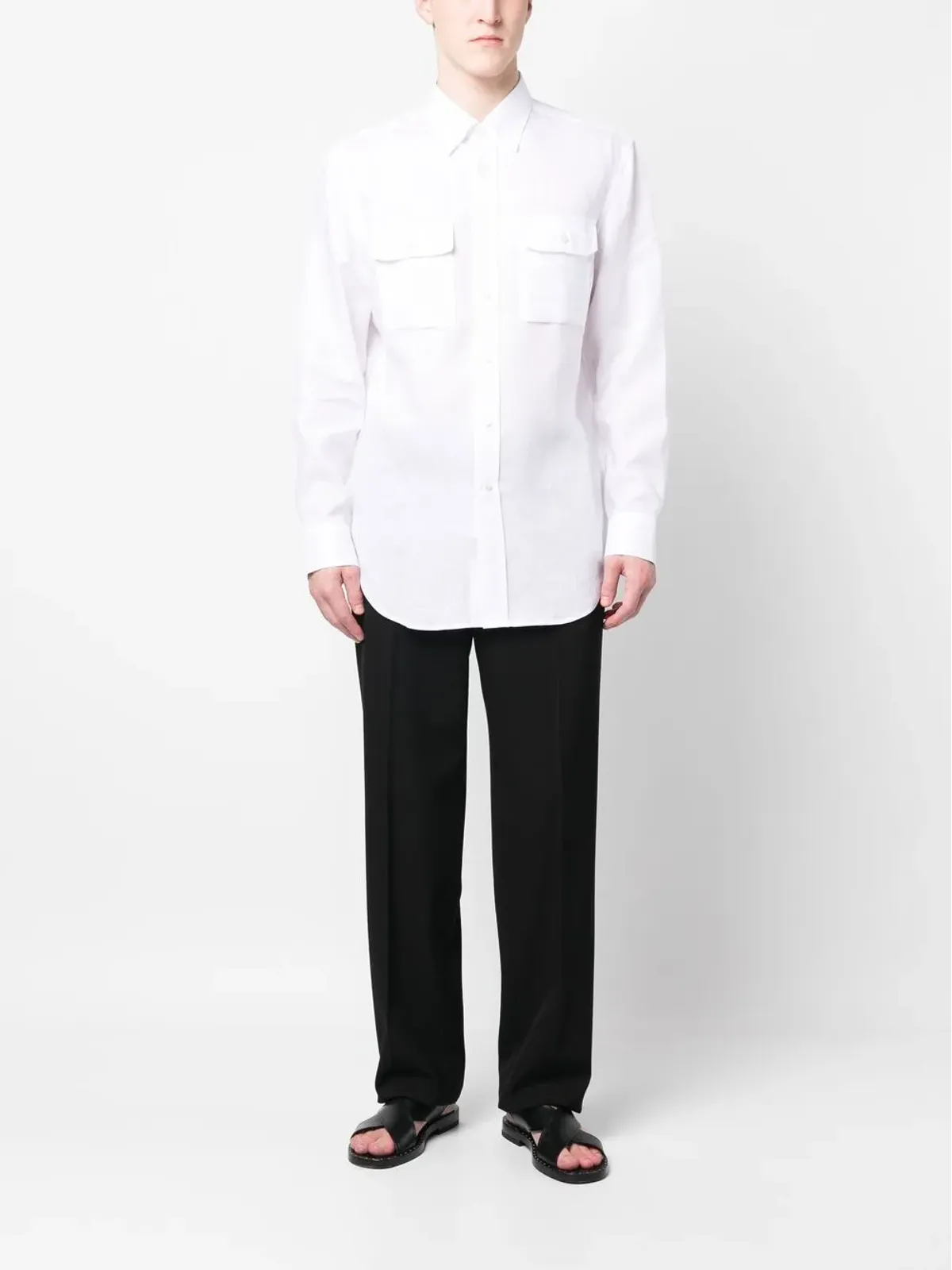 Brioni リネン ボタンアップ シャツ - White - 画像2