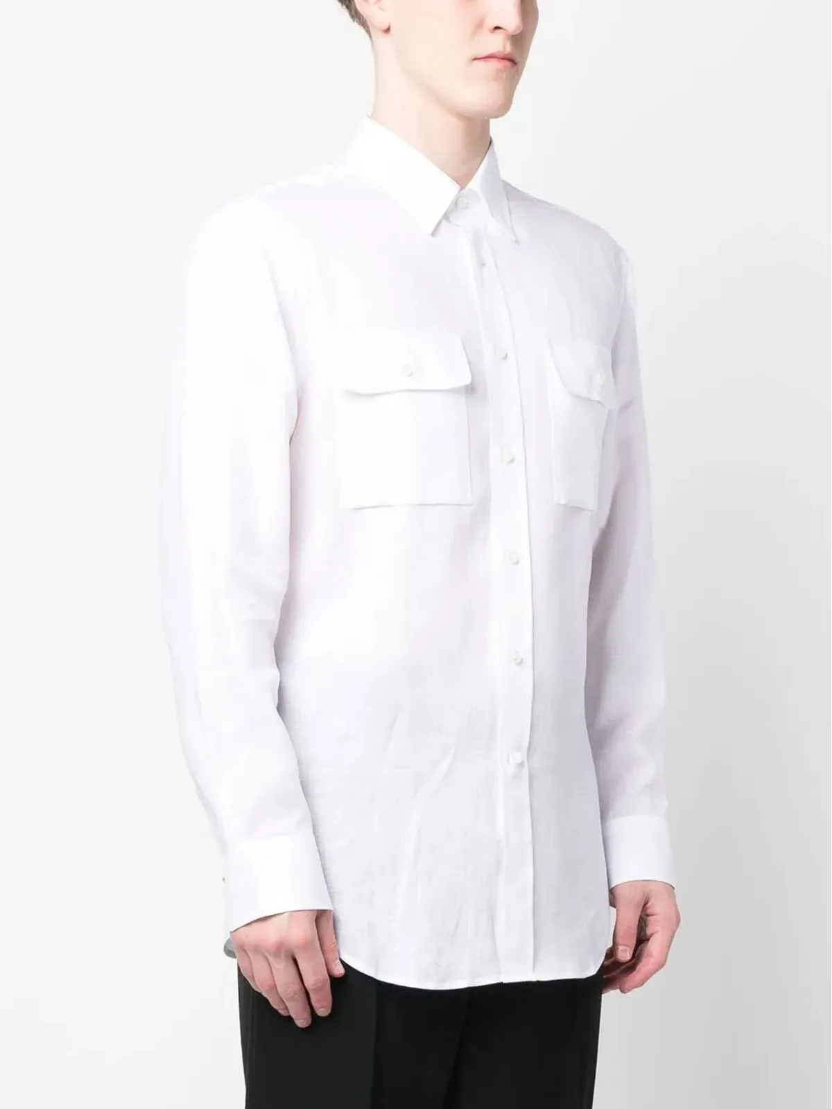 Brioni リネン ボタンアップ シャツ - White - 画像3