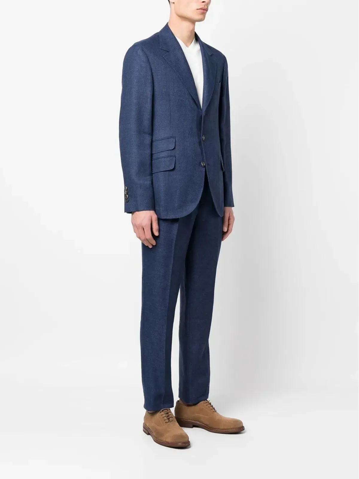 Brunello Cucinelli シングルブレスト2ピーススーツ ブルー - 画像3