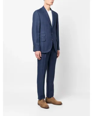 Brunello Cucinelli シングルブレスト2ピーススーツ ブルー - サムネイル3