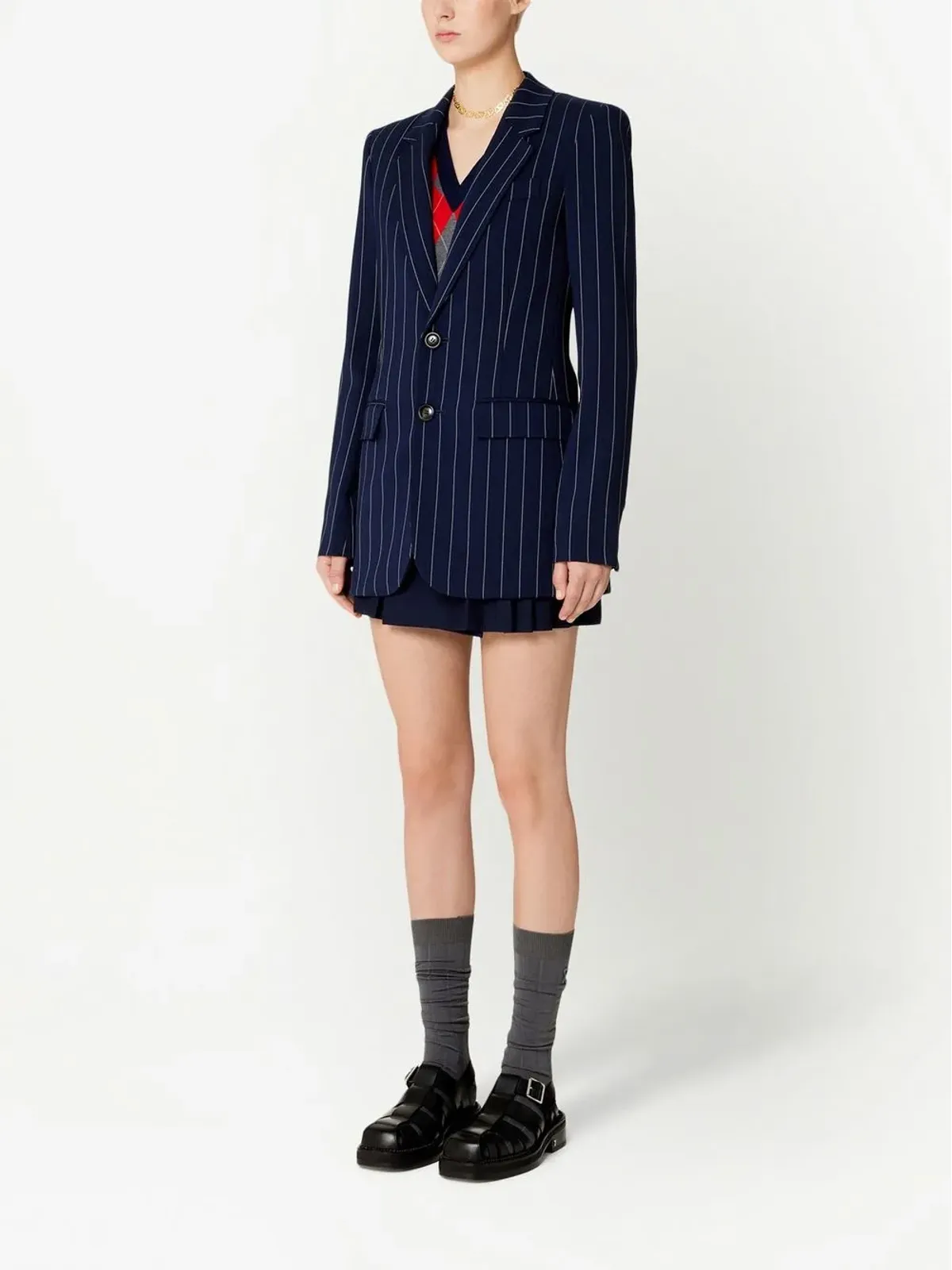 AMI Paris ストライプ柄のシングルブレストブレザー - 画像2