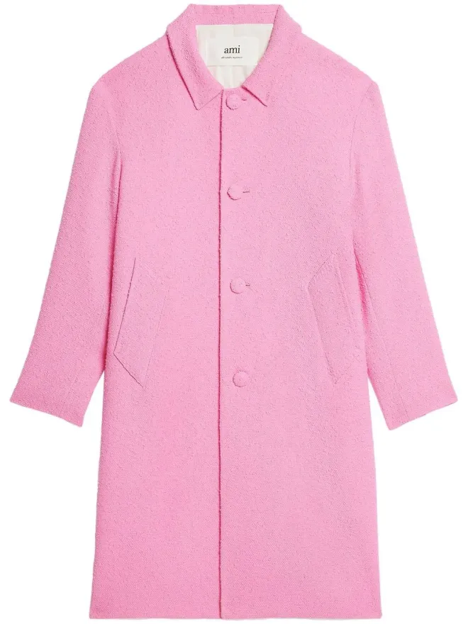 AMI Paris AMI Paris ピンクのツイード シングルブレスト コートの商品画像