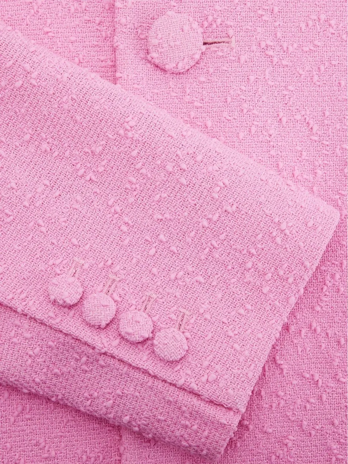 AMI Paris ピンクのツイード シングルブレスト コート - 画像5