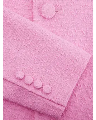 AMI Paris ピンクのツイード シングルブレスト コート - サムネイル5