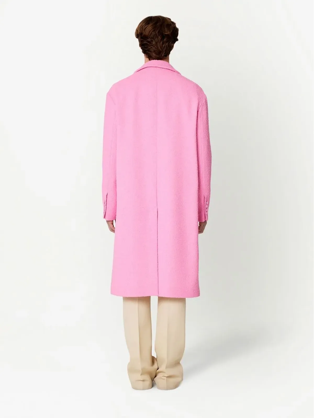 AMI Paris ピンクのツイード シングルブレスト コート - 画像4