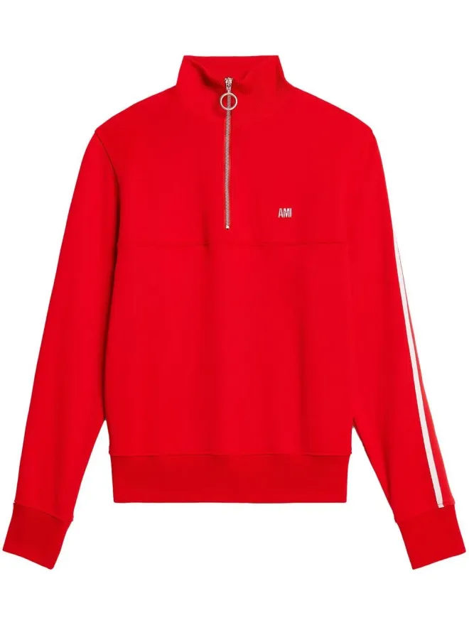 AMI Paris AMI Paris ストライプ ショートジップ プルオーバー スウェットシャツの商品画像