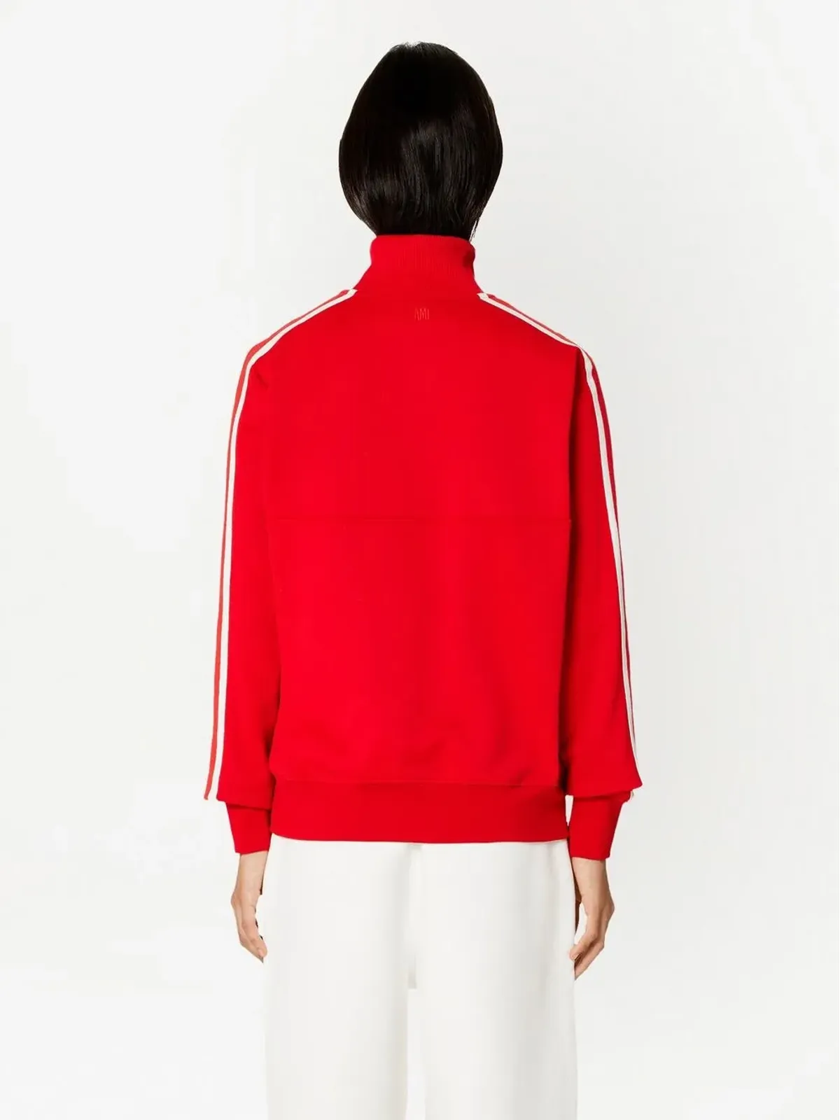 AMI Paris ストライプ ショートジップ プルオーバー スウェットシャツ - 画像3