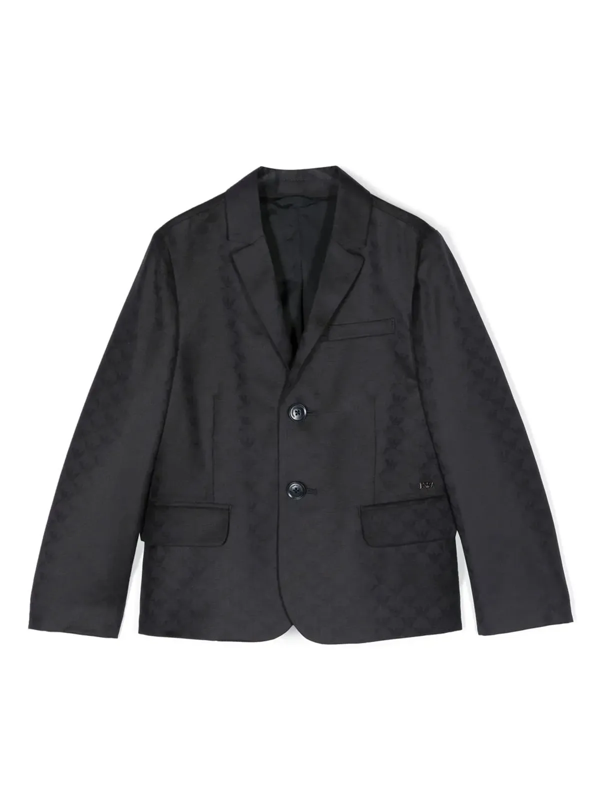 Emporio Armani Kids モノグラムジャカード・シングルブレストブレザー - ブルー - 画像1