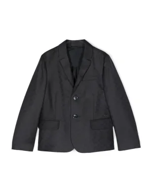 Emporio Armani Kids モノグラムジャカード・シングルブレストブレザー - ブルー - サムネイル1