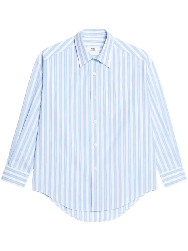 AMI Paris AMI Paris ストライプ柄コットンシャツ - ブルーの商品画像