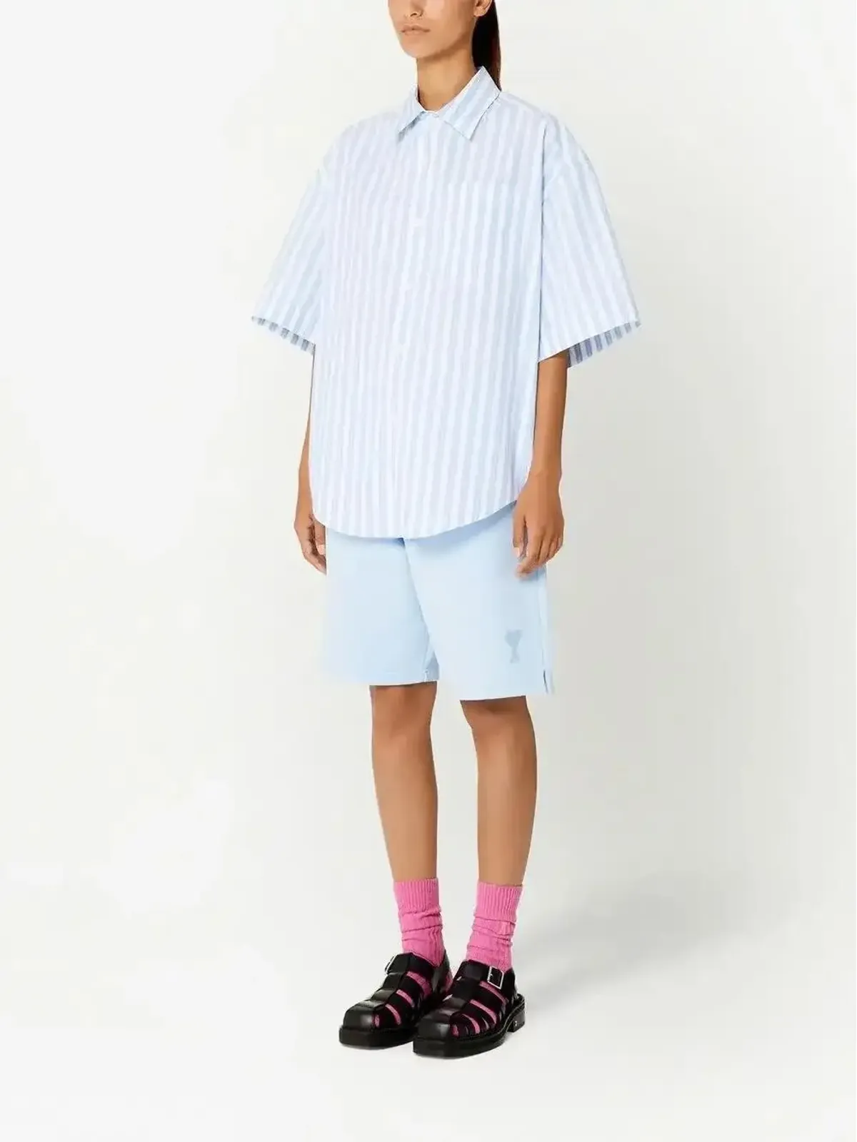 AMI Paris ストライプ柄ショートスリーブシャツ - 画像3