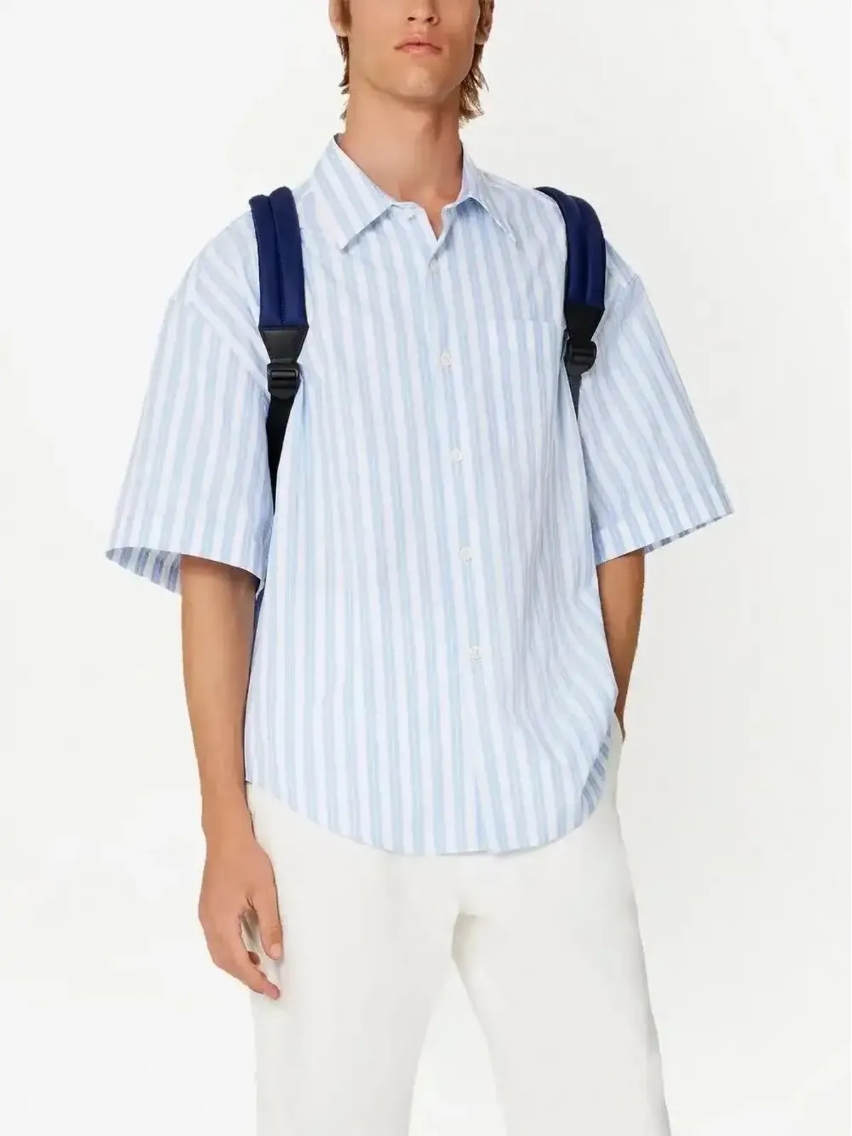 AMI Paris ストライプ柄ショートスリーブシャツ - 画像4
